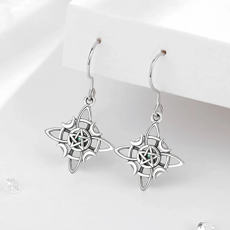 Keltischer Knoten mit Mond und Pentagramm, Okkulte Ohrringe | 925 Silber Ohrhänger brand: Eudora