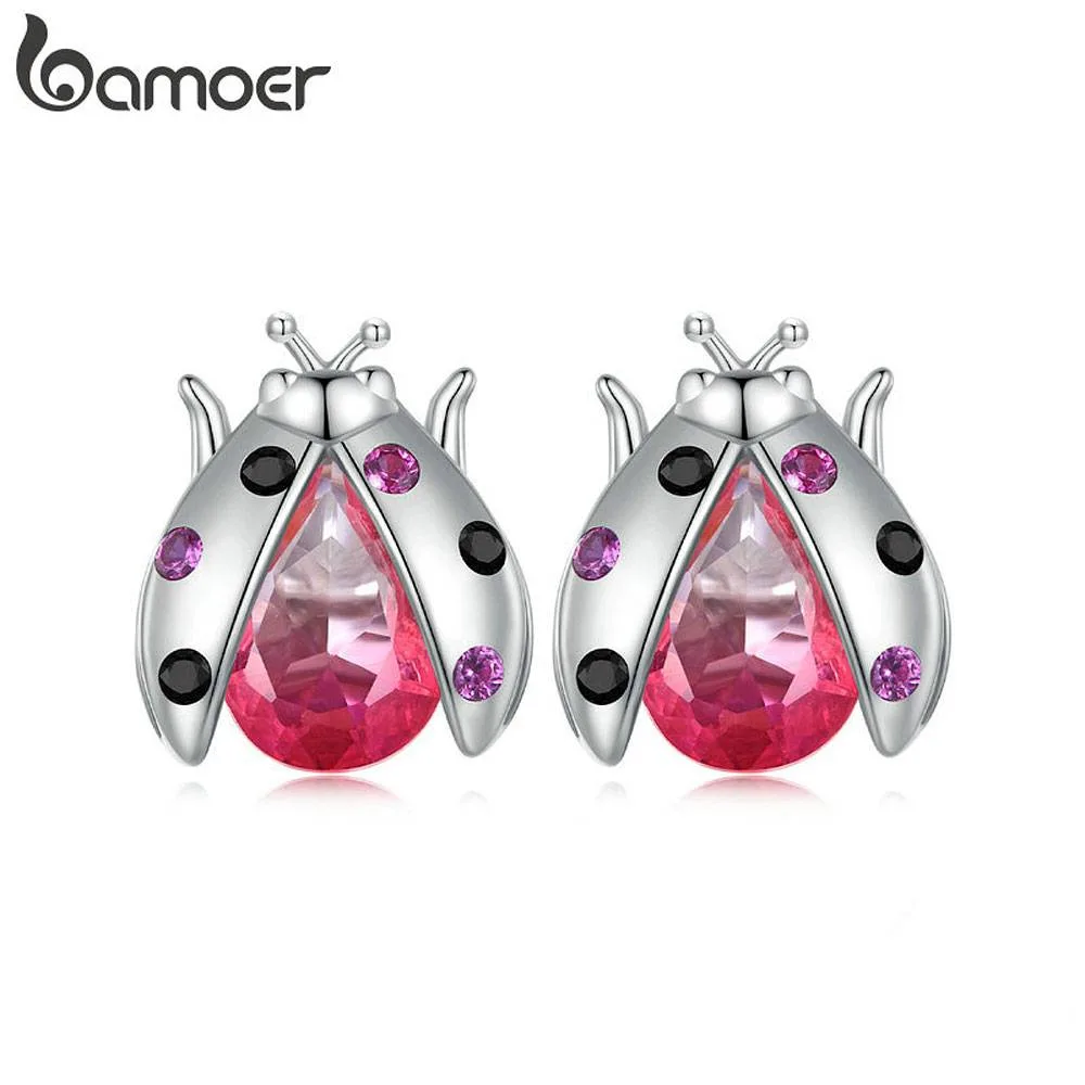 Pink! Marienkäfer mit Zirkonia, Lebendige Kristall-Ohrstecker, Glückskäfer | 925 Silber Ohrringe Pink! Marienkäfer mit Zirkonia, Lebendige Kristall-Ohrstecker, Glückskäfer | 925 Silber Ohrringe brand: Bamoer