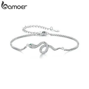 Schlangen-Armkettchen, Zirkonia Kristall-Schlange an Veneziakette | 925 Silber Armband brand: Bamoer