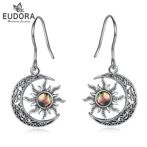 Feurige Perlmutt Sonne im Mond, Vintage Ohrhänger, Gothic | 925 Silber Ohrringe brand: Eudora