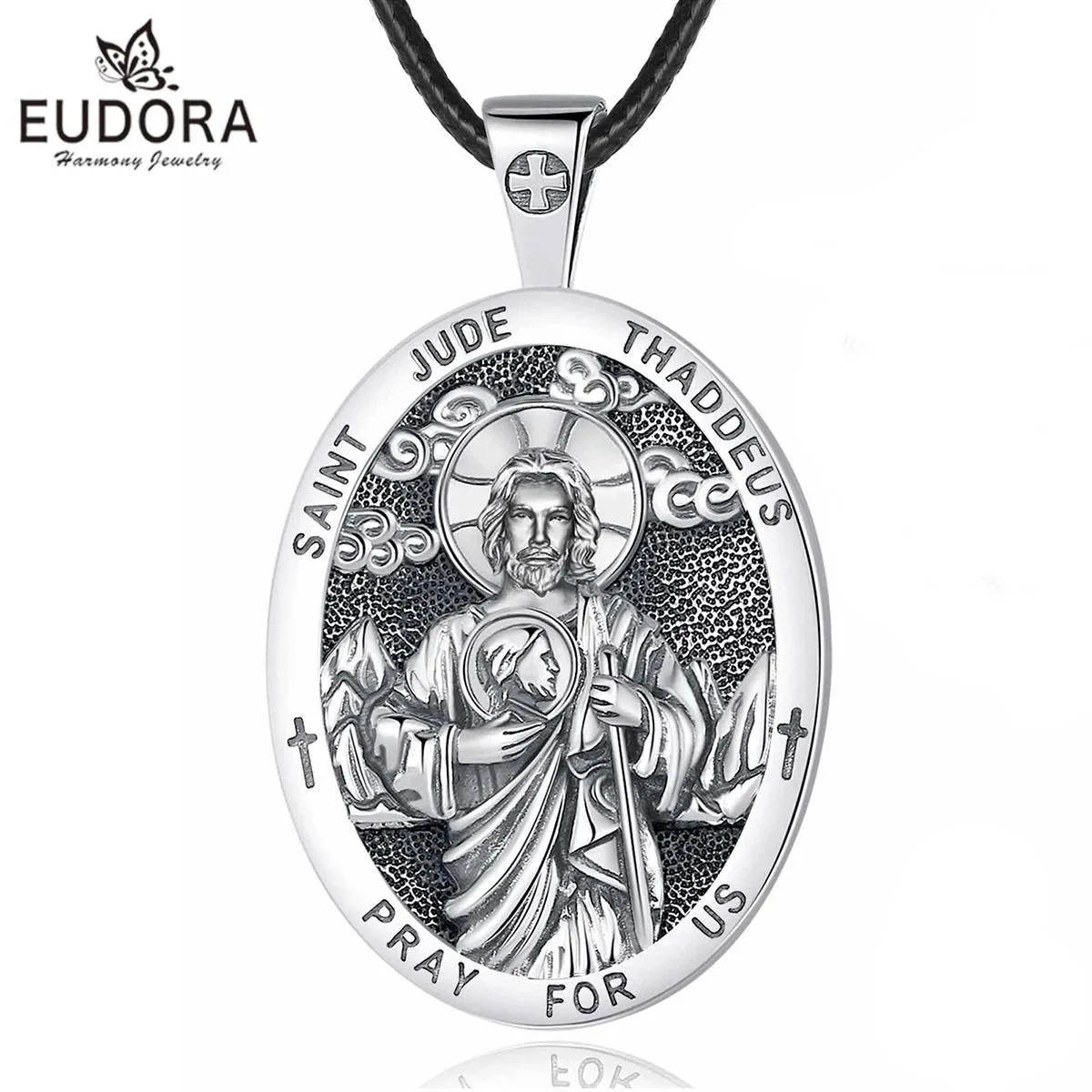 Heiliger Judas Thaddäus, Vintage Schutz-Amulett mit Halskette | 925 Silber Anhänger Heiliger Judas Thaddäus, Vintage Schutz-Amulett mit Halskette | 925 Silber Anhänger brand: Eudora