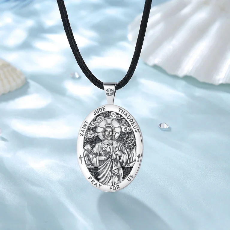 Heiliger Judas Thaddäus, Vintage Schutz-Amulett mit Halskette | 925 Silber Anhänger – Bild 3