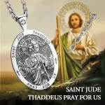 Heiliger Judas Thaddäus, Vintage Schutz-Amulett mit Halskette | 925 Silber Anhänger – Bild 2