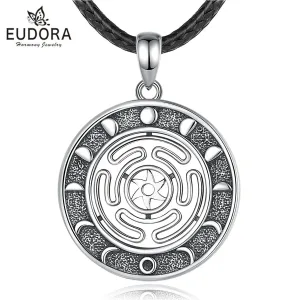 Hekates Rad in Mondphasen, Antikes Labyrinth, Wicca Amulett-Halskette | 925 Silber Anhänger brand: Eudora