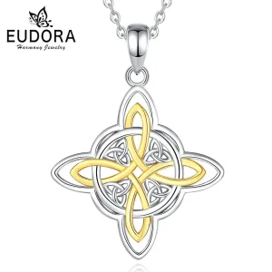 Keltischer Knoten, Teilvergoldet, Vierfachknoten und Triqueta, mit Halskette | 925 Silber Anhänger brand: Eudora