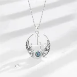 Lilith Siegel, Mondgöttin mit Rosen und Pentagramm, Wicca Halskette | 925 Silber Anhänger brand: Eudora