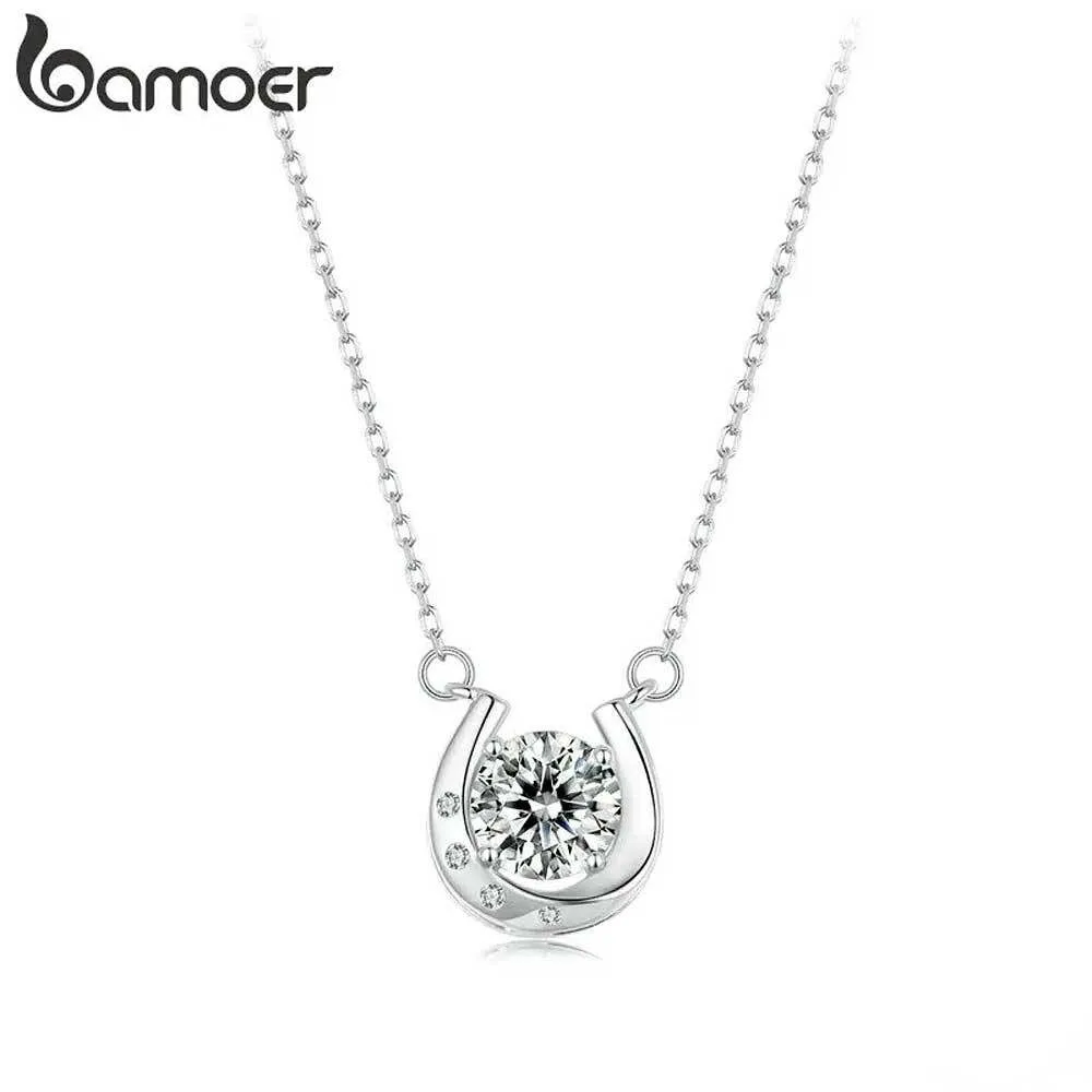 Funkelndes Hufeisen-Collier mit Moissanit-Brilliant, 1 Karat Glücksbringer! | 925 Silber Halskette Funkelndes Hufeisen-Collier mit Moissanit-Brilliant, 1 Karat Glücksbringer! | 925 Silber Halskette brand: Bamoer