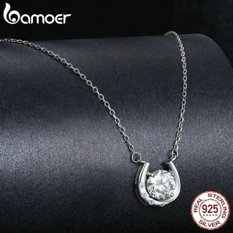 Funkelndes Hufeisen-Collier mit Moissanit-Brilliant, 1 Karat Glücksbringer! | 925 Silber Halskette brand: Bamoer