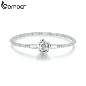 Rose! Kräftiges Mesh-Armband, auch für Beads & Charms (17, 19 oder 21cm) | 925 Silber Charm-Armband brand: Bamoer