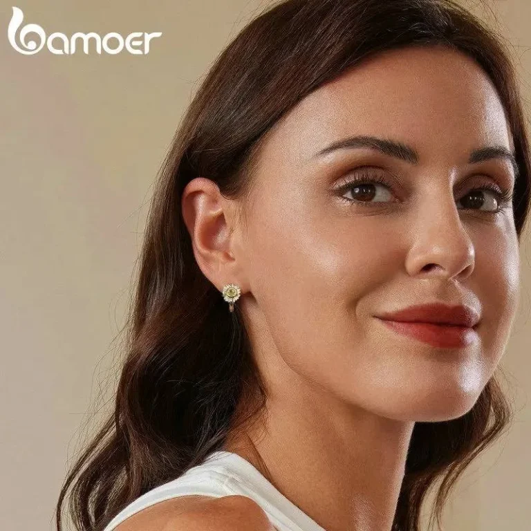 Sonnenblumen Ohrringe! Strahlend gelbe Blüten Creolen | 925 Silber Klappcreolen brand: Bamoer