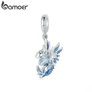 Blaues Drachenbaby, 3D Emaille Drache als Charm, auch als Halskette | 925 Silber Dangle brand: Bamoer