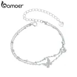 Double-Layer Schmetterling Armband mit Zirkonia-Kristallen | 925 Silber Armkettchen brand: Bamoer