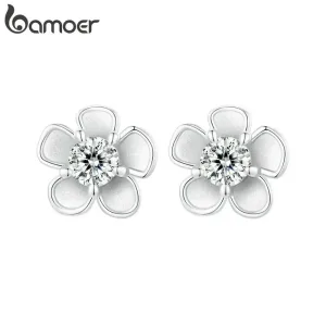Kleine Blumen-Ohrstecker mit Moissanit-Brillanten, Lebendige Blüten | 925 Silber Ohrringe brand: Bamoer