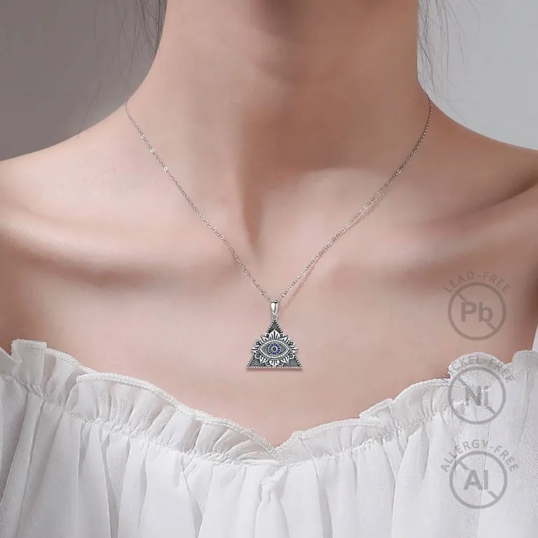 Allsehendes Auge, Illuminati, okkulte Vintage Lotus Pyramide mit Halskette | 925 Silber Anhänger brand: Eudora