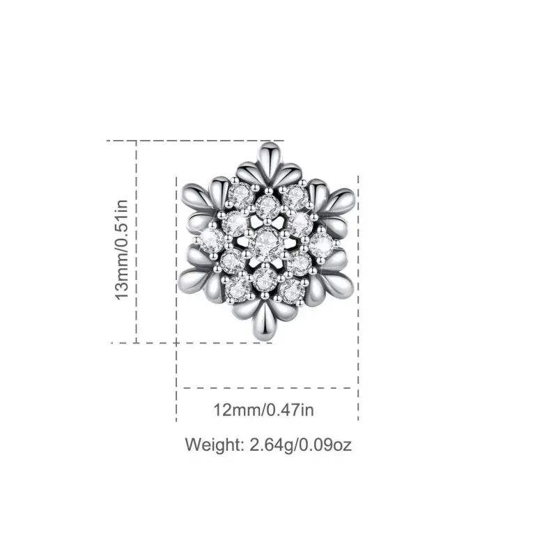 Schneeflocken-Ohrstecker, Vintage Schnee-Blumen mit Zirkonia-Kristall | 925 Silber Ohrringe brand: Eudora
