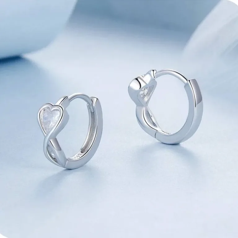 Herz-Creolen mit Zirkonia, Unendlichkeit, Romantik für die Ewige Liebe | 925 Silber Ohrringe brand: Bamoer