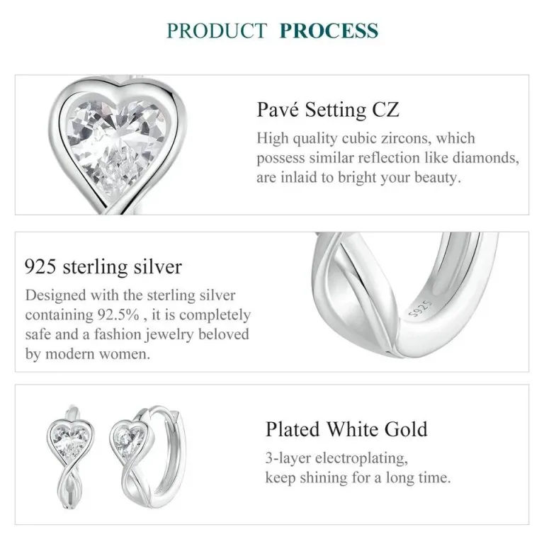 Herz-Creolen mit Zirkonia, Unendlichkeit, Romantik für die Ewige Liebe | 925 Silber Ohrringe brand: Bamoer