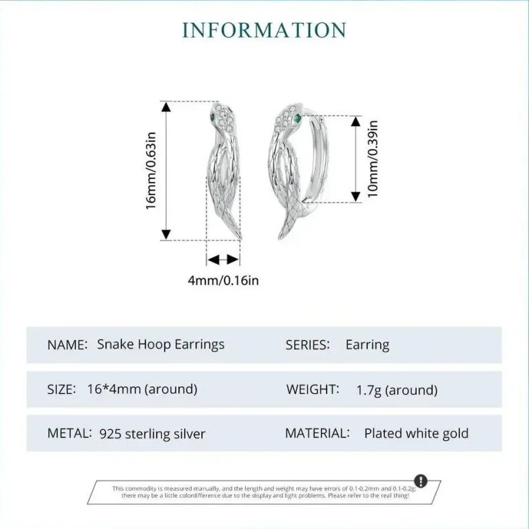 Kleine Schlangen Creolen, Bamoer Klappcreolen mit Zirkonia-Kristallen | 925 Silber Ohrringe brand: Bamoer