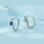 Saphir-blaue Schlangen Creolen, Bamoer Klappcreolen mit Zirkonia-Kristallen | 925 Silber Ohrringe brand: Bamoer
