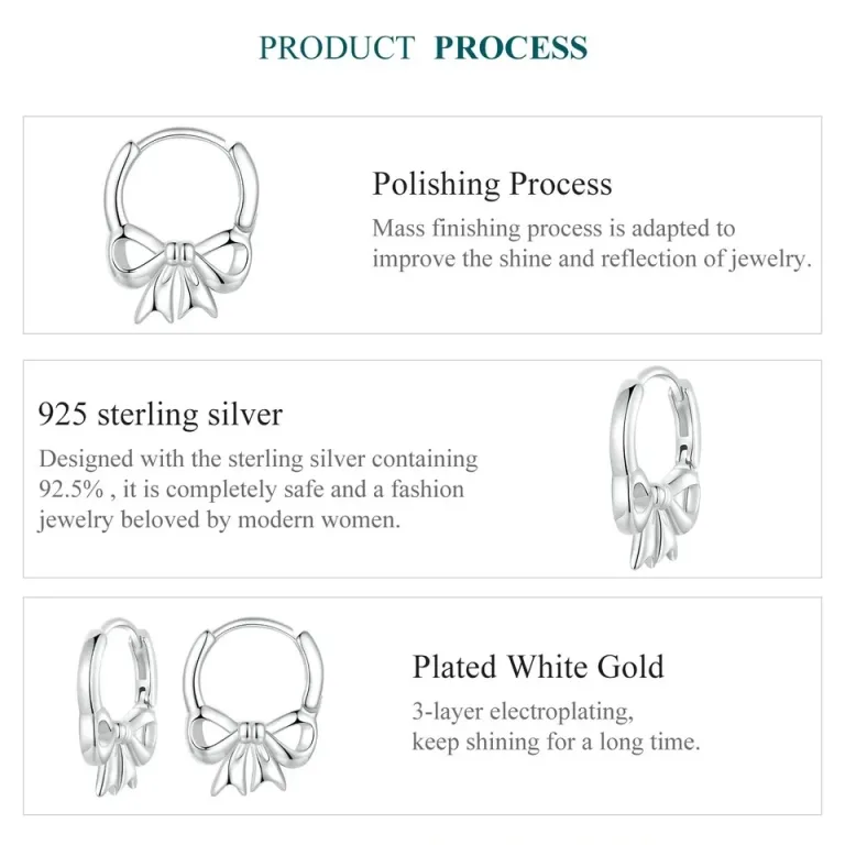 Süße Schleifen Creolen, Silberschleifen zum Klappen, auch für Mädchen | 925 Silber Ohrringe brand: Bamoer