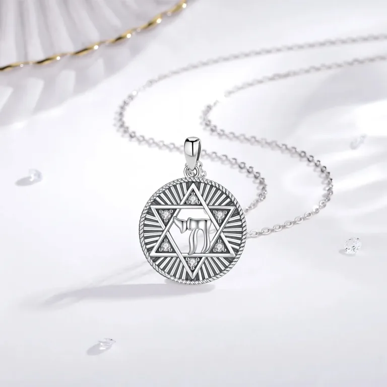 Vintage David Stern mit Zirkonia-Kristallen, Jahwe Jesus Halskette für Damen und Herren | 925 Silber Anhänger brand: Eudora