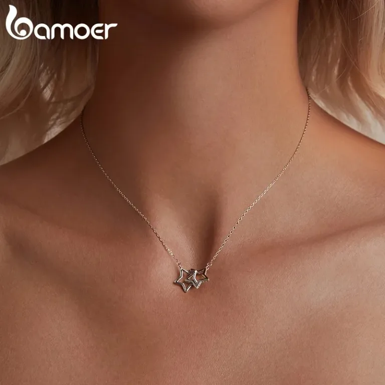 Funkelndes Stern Collier! Romantisches Ring-Collier aus Sternen | 925 Silber Halskette brand: Bamoer