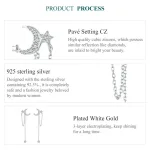 Mond-Stern Ohrhänger mit langen Ketten und Kristallen! Front Back Ohrstecker | 925 Silber Ohrringe brand: Bamoer