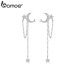 Mond-Stern Ohrhänger mit langen Ketten und Kristallen! Front Back Ohrstecker | 925 Silber Ohrringe brand: Bamoer
