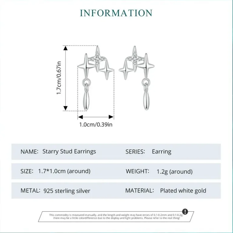 Stern-Ohrstecker! Drei kleine hängende Sterne mit Zirkonia-Kristallen | 925 Silber Ohrringe brand: Bamoer