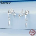 Stern-Ohrstecker! Drei kleine hängende Sterne mit Zirkonia-Kristallen | 925 Silber Ohrringe brand: Bamoer