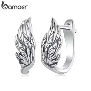 Flügel Creolen, Kleine Vintage Silberflügel als Klappcreolen, Engelsflügel | 925 Silber Ohrringe brand: Bamoer