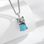 Katze mit Türkis-Kugel, Süßer 3D Katzen-Anhänger mit Halskette | Edelstein Schmuck brand: Eudora