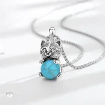 Katze mit Türkis-Kugel, Süßer 3D Katzen-Anhänger mit Halskette | Edelstein Schmuck brand: Eudora