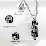 Schwarzer Phönix! Obsidian-Anhänger mit Hexagon, Feuer-Vogel für Herren | Edelstein Halskette brand: Eudora