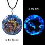 Delfin Orgonit, Blauer Leuchtstein-Anhänger mit Quarz und Perlmutt! Energie Halskette | Orgon Schmuck brand: OneQuarter