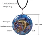 Delfin Orgonit, Blauer Leuchtstein-Anhänger mit Quarz und Perlmutt! Energie Halskette | Orgon Schmuck brand: OneQuarter
