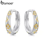 Kleine Silber-Creolen mit Goldblumen! Geblümte Ohrringe von Bamoer | 925 Sterling Silber brand: Bamoer