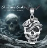 3D Totenschädel mit Schlangen, Memento Mori Totenkopf, Gothic Punk Halskette | 925 Silber Anhänger brand: Eudora