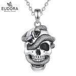 3D Totenschädel mit Schlangen, Memento Mori Totenkopf, Gothic Punk Halskette | 925 Silber Anhänger brand: Eudora