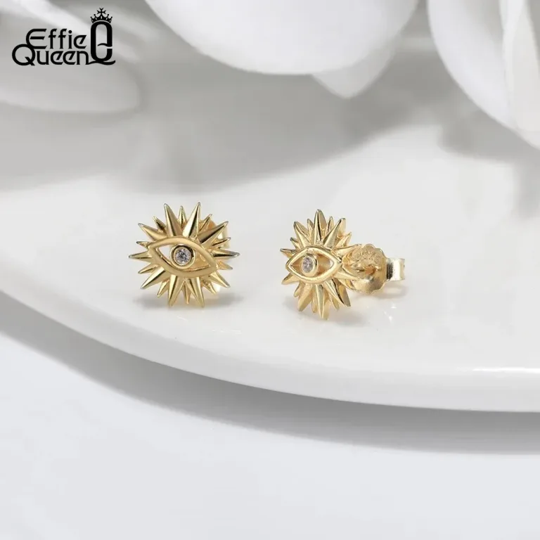 Allsehendes Auge! Sonnen-Ohrstecker in Gold oder Silber, „Böser Blick“ | 925 Silber Ohrringe brand: Effie Queen