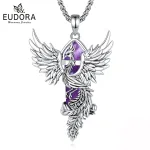 Amethyst Phönix! Feuervogel mit lila Hexagon-Kristall, Damen & Herren | Edelstein Halskette brand: Eudora