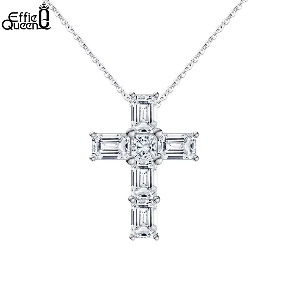 Exquisites Kristall Kreuz! Premium 8A Zirkonia-Kreuz mit Halskette, Hochzeit | 925 Silber Anhänger Exquisites Kristall Kreuz! Premium 8A Zirkonia-Kreuz mit Halskette, Hochzeit | 925 Silber Anhänger brand: Effie Queen