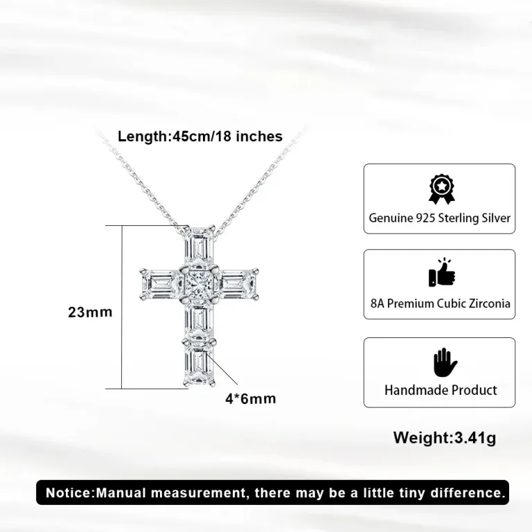 Exquisites Kristall Kreuz! Premium 8A Zirkonia-Kreuz mit Halskette, Hochzeit | 925 Silber Anhänger brand: Effie Queen