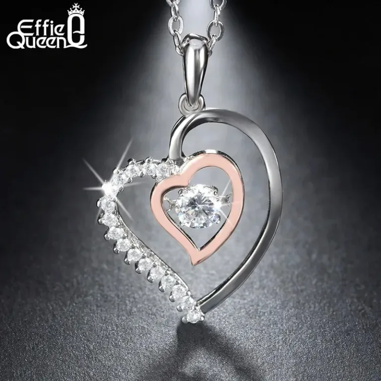 Funkelndes Romantik-Herz mit Zirkonia-Diamanten und Rosé Gold, Halskette | 925 Anhänger brand: Effie Queen
