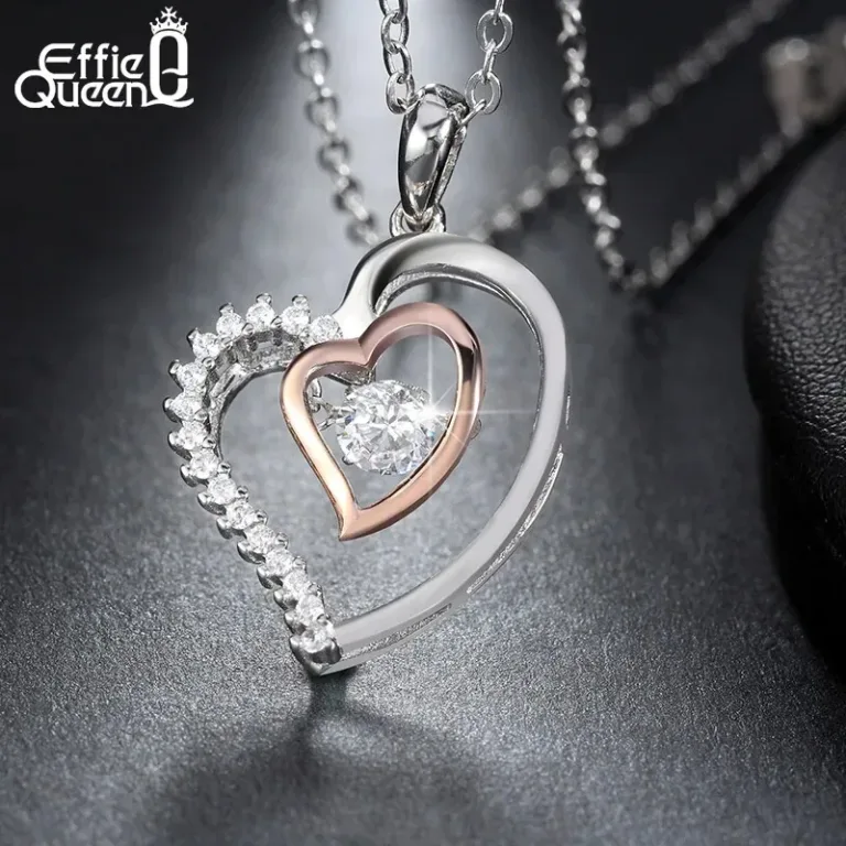 Funkelndes Romantik-Herz mit Zirkonia-Diamanten und Rosé Gold, Halskette | 925 Anhänger brand: Effie Queen