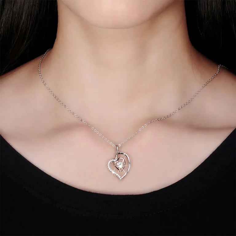Funkelndes Romantik-Herz mit Zirkonia-Diamanten und Rosé Gold, Halskette | 925 Anhänger brand: Effie Queen