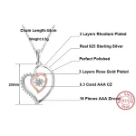Funkelndes Romantik-Herz mit Zirkonia-Diamanten und Rosé Gold, Halskette | 925 Anhänger brand: Effie Queen
