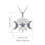 Hexen-Amulett mit Pentagramm, dreifaltigem Mond und lila Zirkonia, Wicca Gothic | 925 Silber Anhänger brand: Eudora