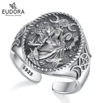 Hexen Ring! Antiker Hekate Siegelring, Dreifaltige Wicca Mondgöttin, verstellbar | 925 Vintage Silber brand: Eudora