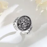Hexen Ring! Antiker Hekate Siegelring, Dreifaltige Wicca Mondgöttin, verstellbar | 925 Vintage Silber brand: Eudora